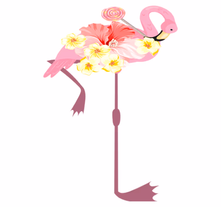 Vinyl teppich tiere mit flamingo blumenmuster - TenStickers