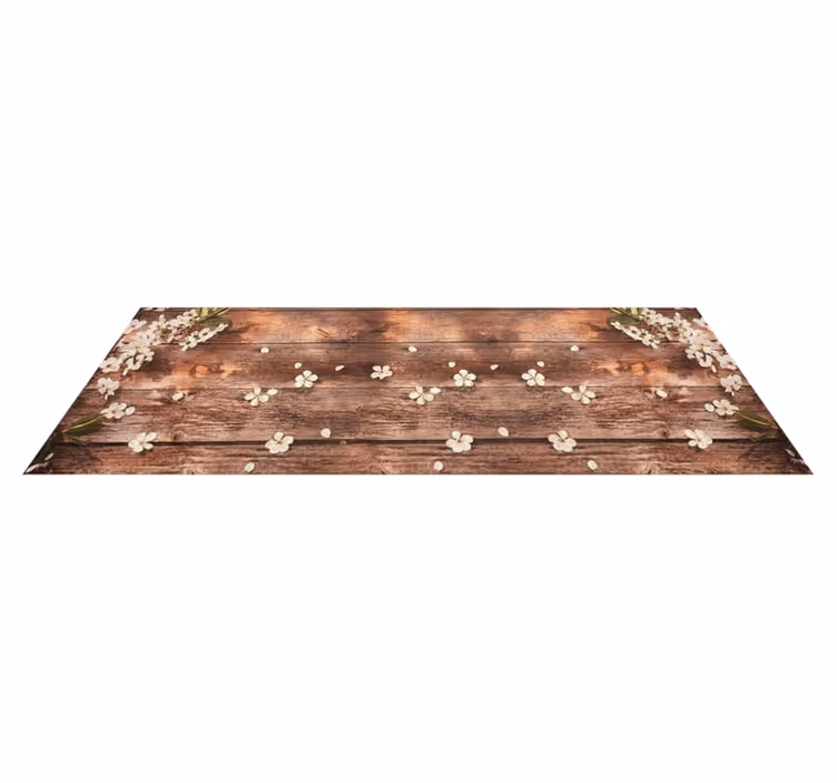 Vinyl teppich küche mit floralem holzdesign - TenStickers
