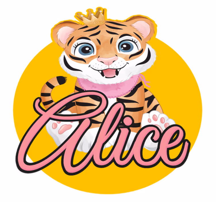 Vinyl teppich tiere mit süßer tigerillustration - TenStickers
