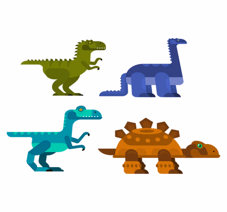 Vinyl teppich tiere bunte bewegende dinosaurier - TenStickers