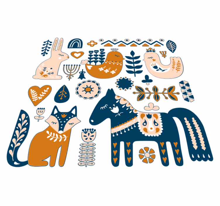 Vinyl teppich tiere mit bunten tierillustrationen - TenStickers