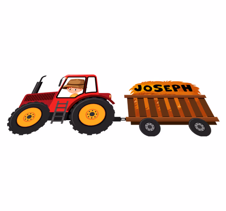 Vinyl teppich tiere traktor mit heu - TenStickers