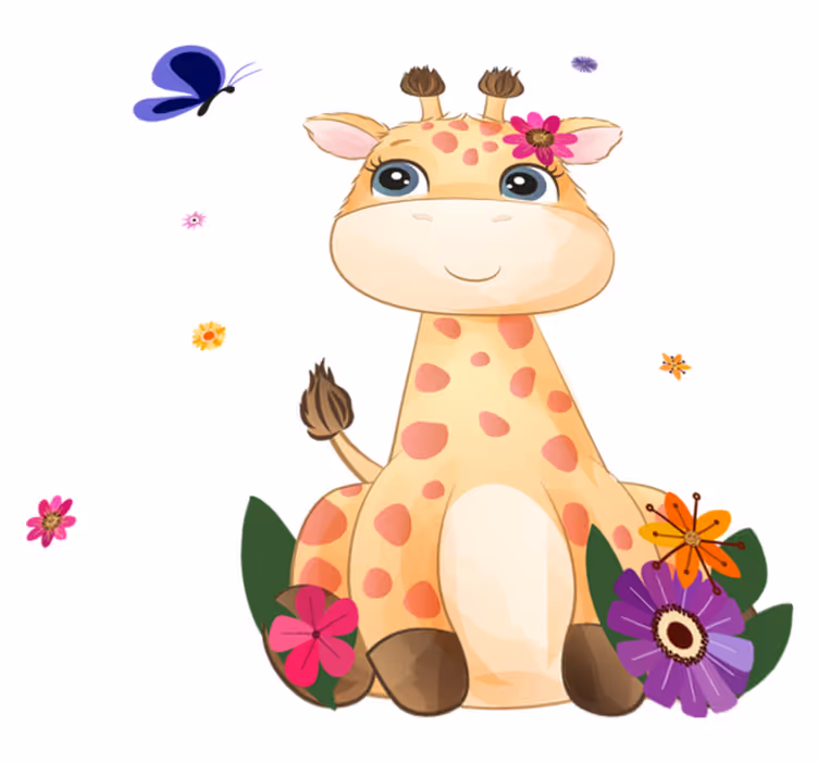 Vinyl teppich tiere wilde afrika giraffe mädchen - TenStickers