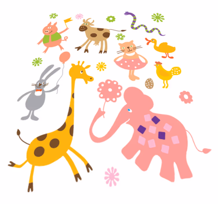 Vinyl teppich tiere bunte kreaturen - TenStickers