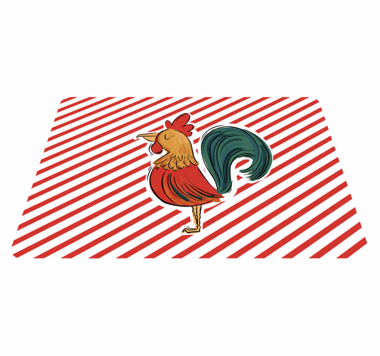 Vinyl teppich tiere im bunten hahndesign original - TenStickers