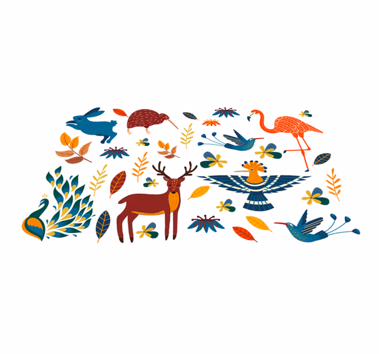 Vinyl teppich tiere mit bunten tiermustern - TenStickers