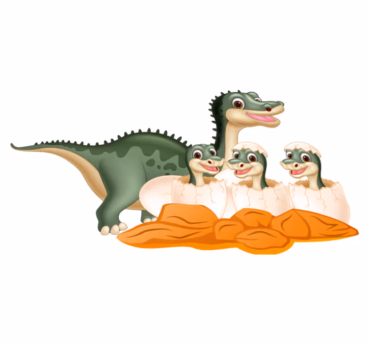 Vinyl teppich tiere süße dinosaurier familie - TenStickers