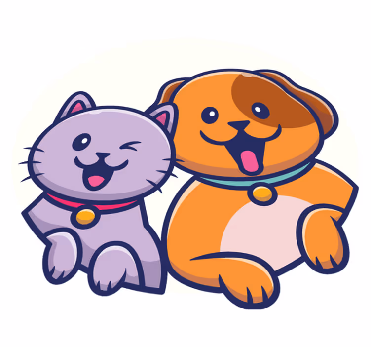 Vinyl teppich tiere spielende katze hund - TenStickers