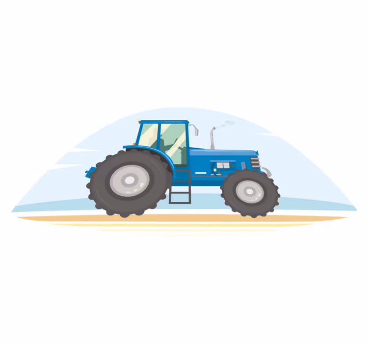 Vinyl teppich tiere mit blauer traktor-illustration - TenStickers