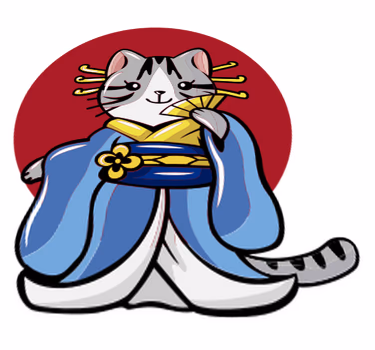Vinyl teppich tiere mit japanischer dekorationskatze - TenStickers