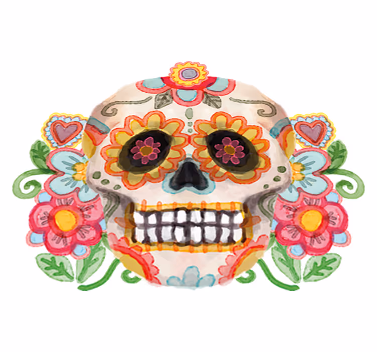 Vinyl teppich halloween aquarella blumen schädel - TenStickers