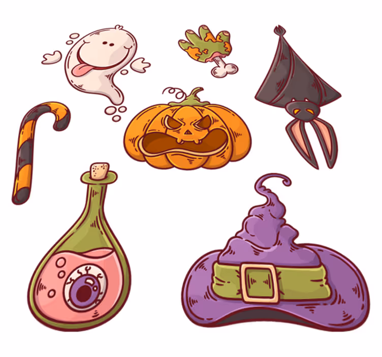 Vinyl teppich halloween mit halloween figuren - TenStickers