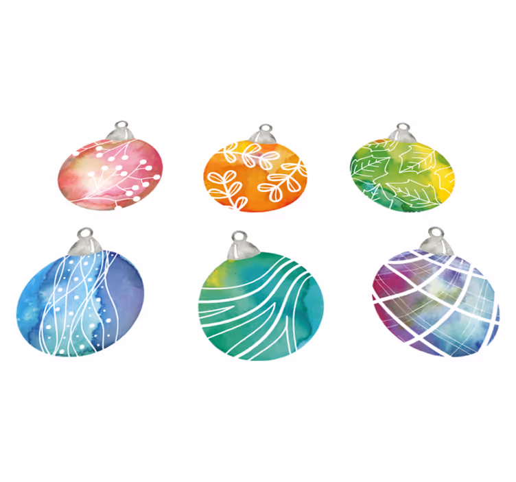 Vinyl teppich weihnachten aquarell weihnachtskugeln - TenStickers