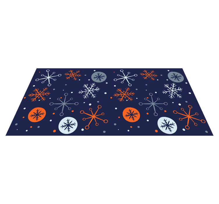 Vinyl teppich weihnachten in blau und orange schneeflocken - TenStickers