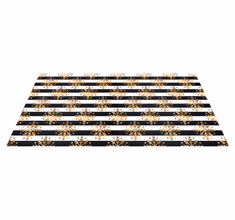 Vinyl teppich weihnachten goldene schneeflocken auf streifen - TenStickers