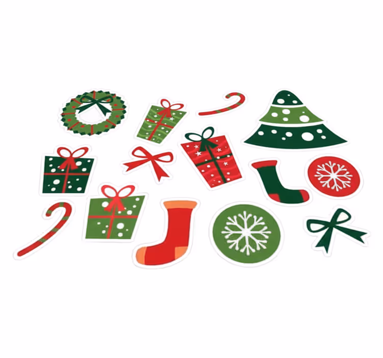 Vinyl teppich weihnachten klassische weihnachtselemente - TenStickers