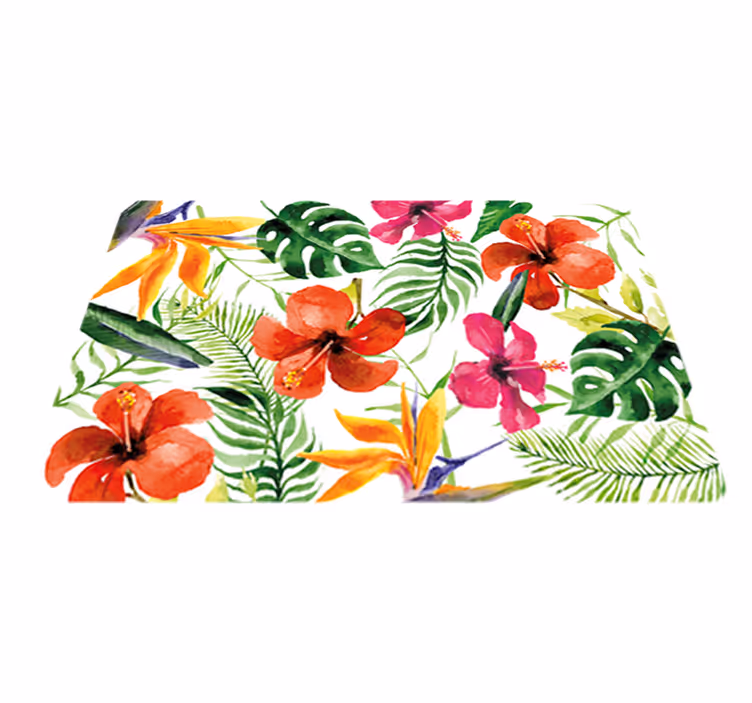 Vinyl teppich blumen mit bunten monstera motiven - TenStickers