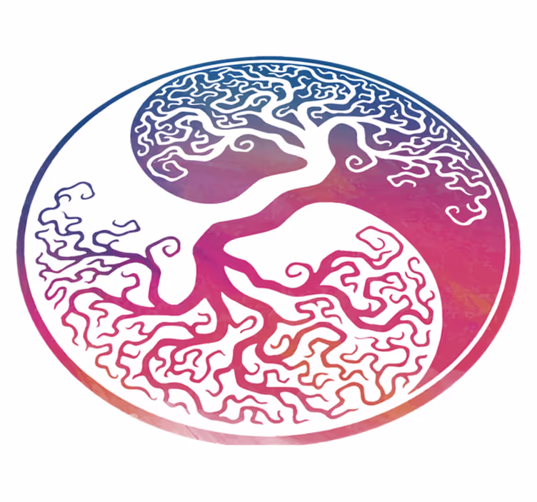 Vinyl teppich blumen lebensbaum yin yang - TenStickers