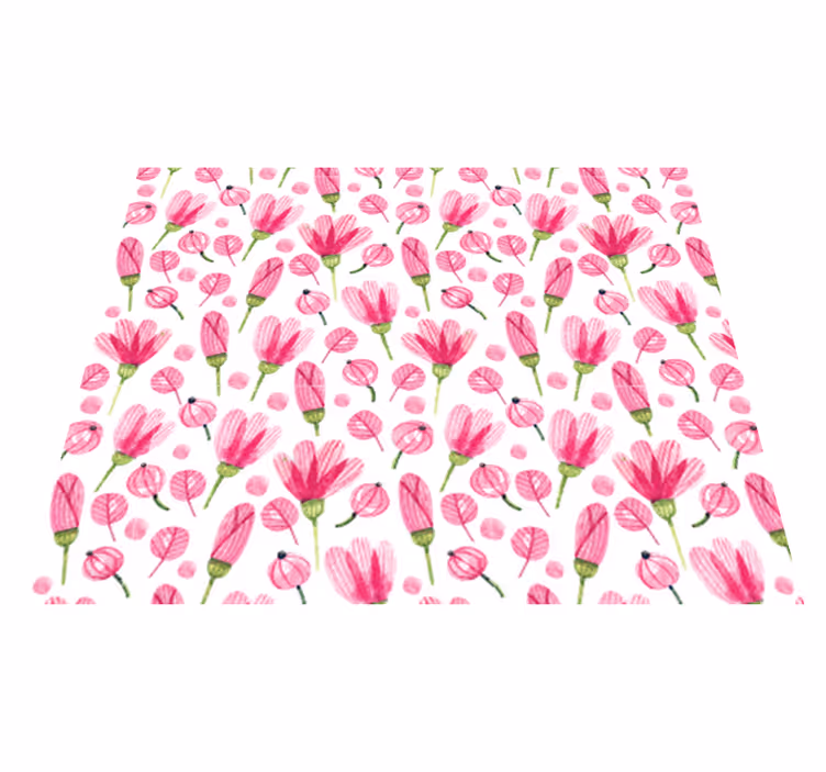 Vinyl teppich blumen in rosa aquarellblüten - TenStickers