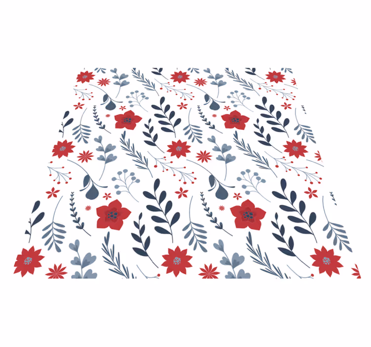 Vinyl teppich blumen rot-weißes muster - TenStickers