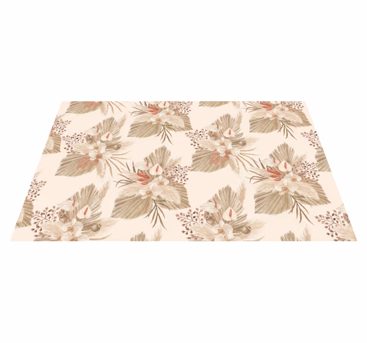 Vinyl teppich blumen beige getrocknete blumen - TenStickers