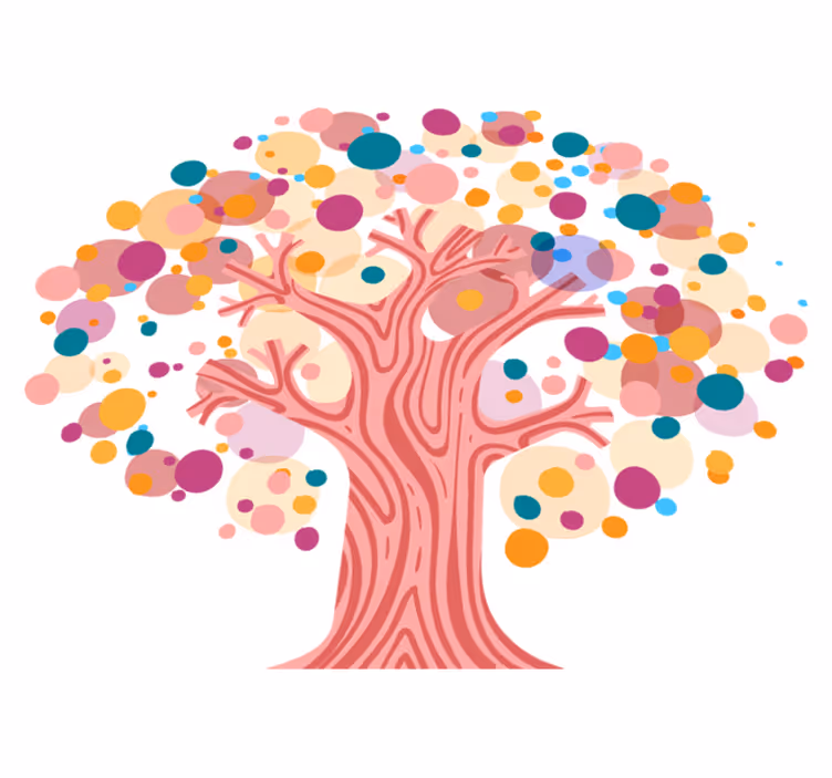 Vinyl teppich blumen mit buntem baum-silhouette - TenStickers