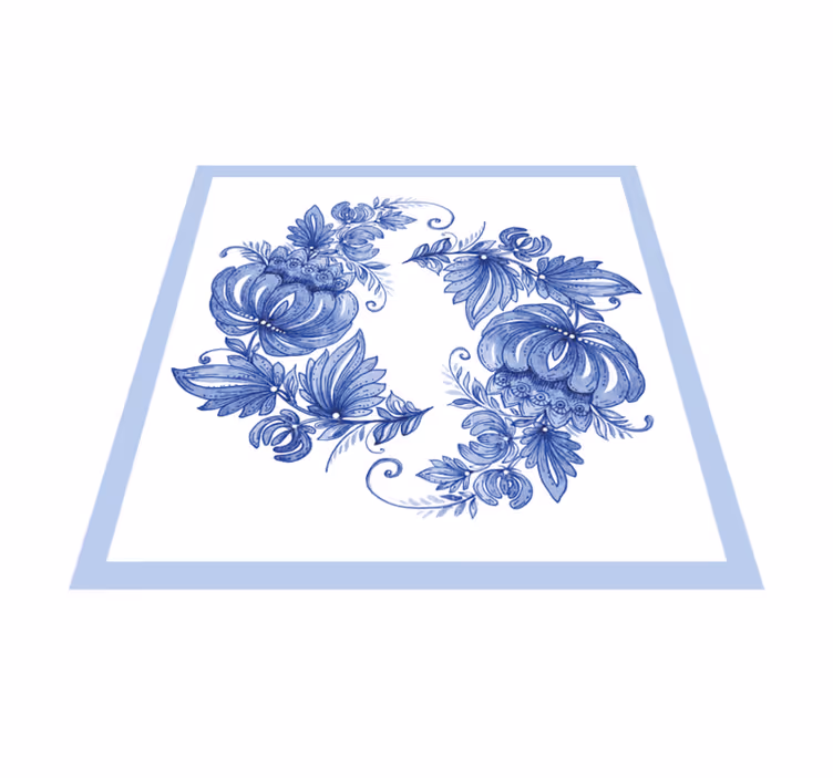 Vinyl teppich blumen im floralen blauen design - TenStickers