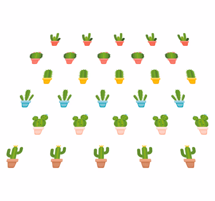 Vinyl teppich blumen mit kakteenmuster - TenStickers