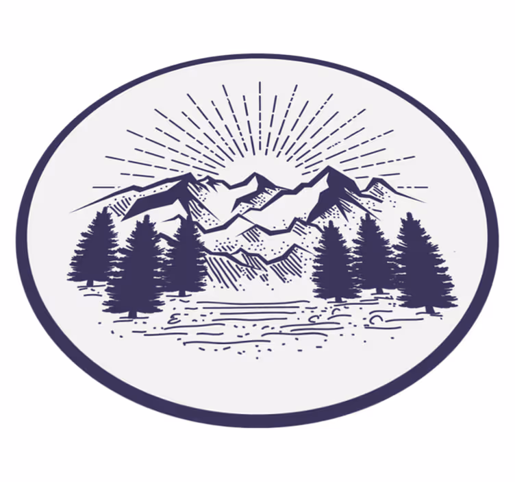 Vinyl teppich blumen berglandschaft kreis - TenStickers