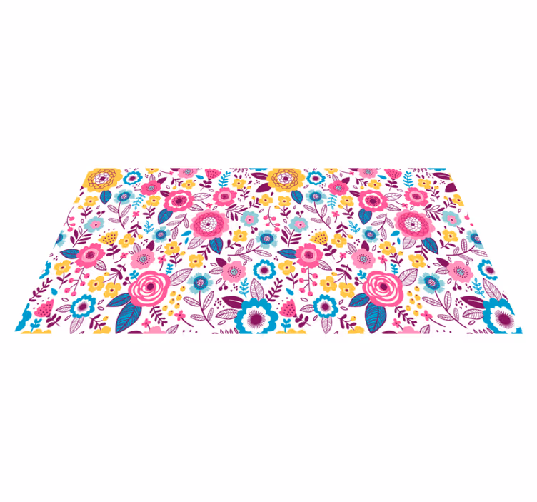 Vinyl teppich blumen kallax mit pinken blumen - TenStickers
