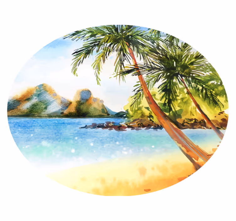 Vinyl teppich blumen aquarellpalmen - TenStickers