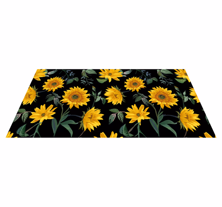 Vinyl teppich blumen im vintage sonnenblumen stil - TenStickers