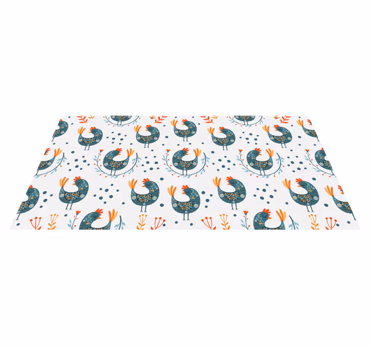 Vinyl teppich blumen hühner und blumen - TenStickers