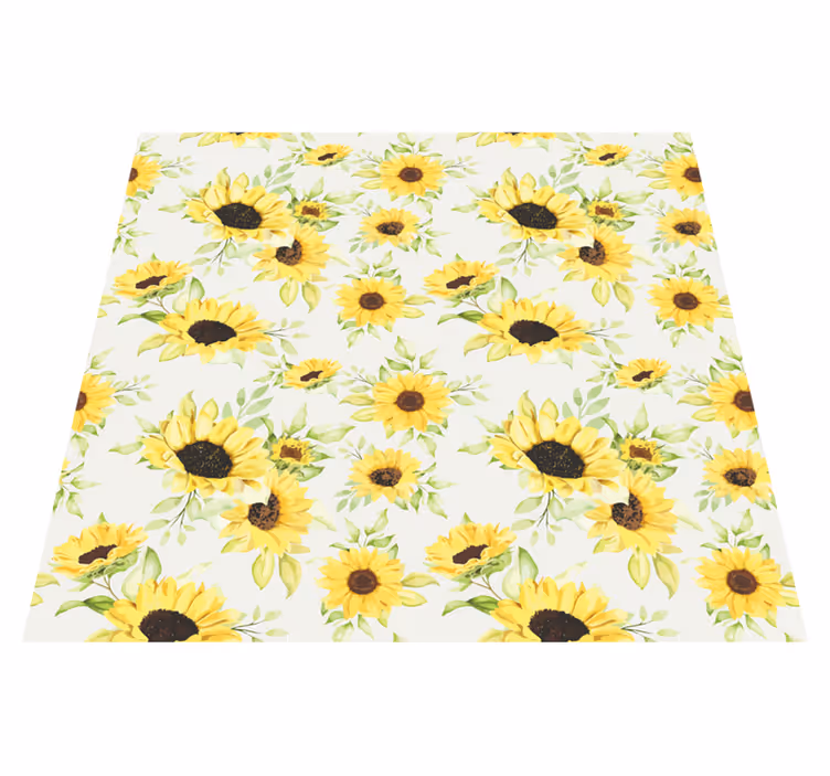 Vinyl teppich blumen aquarell sonnenblumen - TenStickers