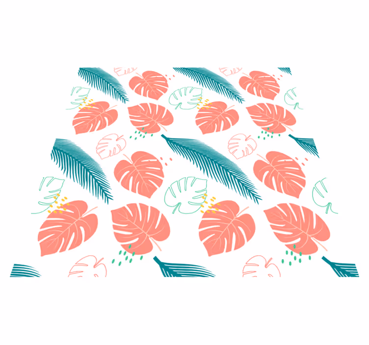 Vinyl teppich blumen mit pinken tropenblättern - TenStickers