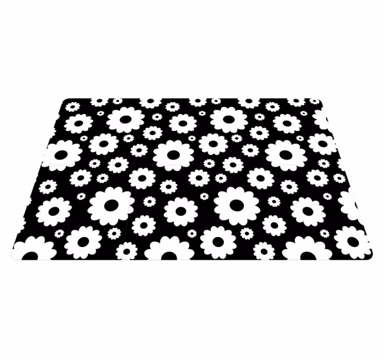 Vinyl teppich blumen in schwarz weißen gänseblümchen - TenStickers