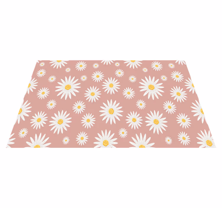 Vinyl teppich blumen mit niedlichem rosa gänseblümchenmuster - TenStickers