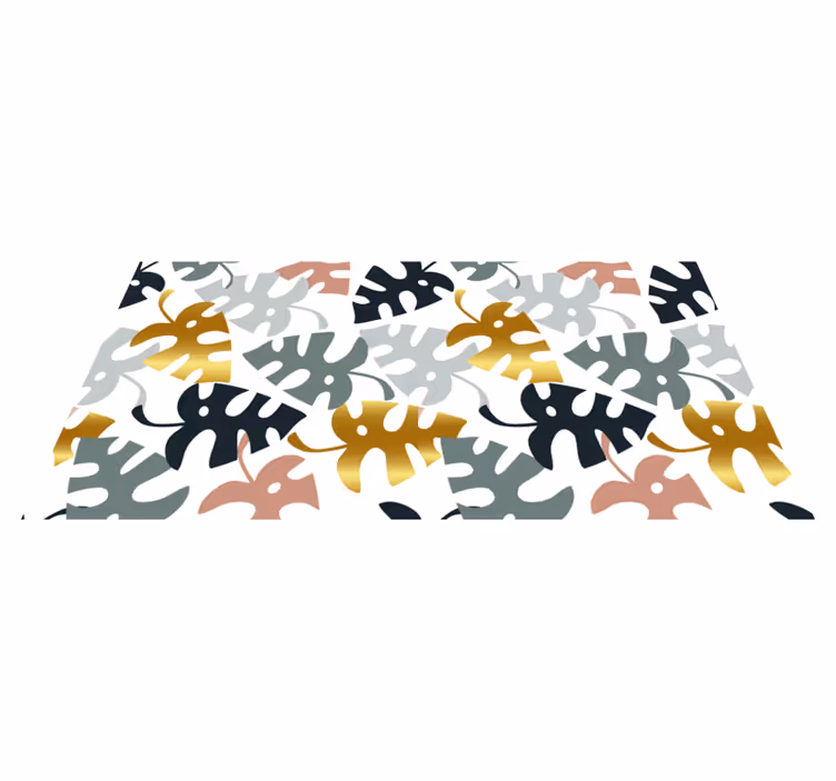 Vinyl teppich blumen in gold und bunten blättern - TenStickers