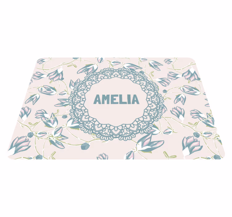 Vinyl teppich blumen blätter und name - TenStickers