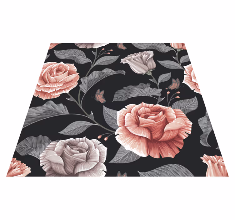 Vinyl teppich blumen im rosenmuster - TenStickers