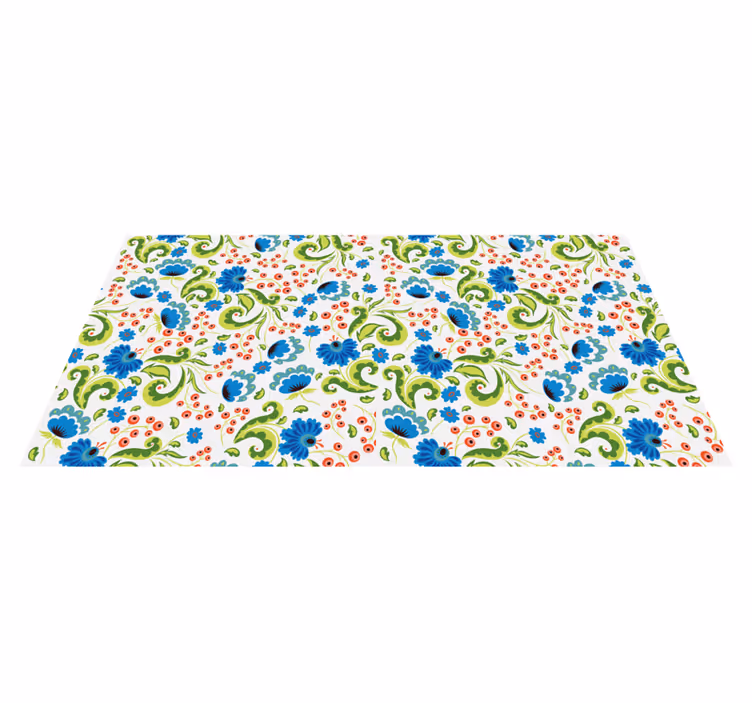 Vinyl teppich blumen in grün und blau - TenStickers