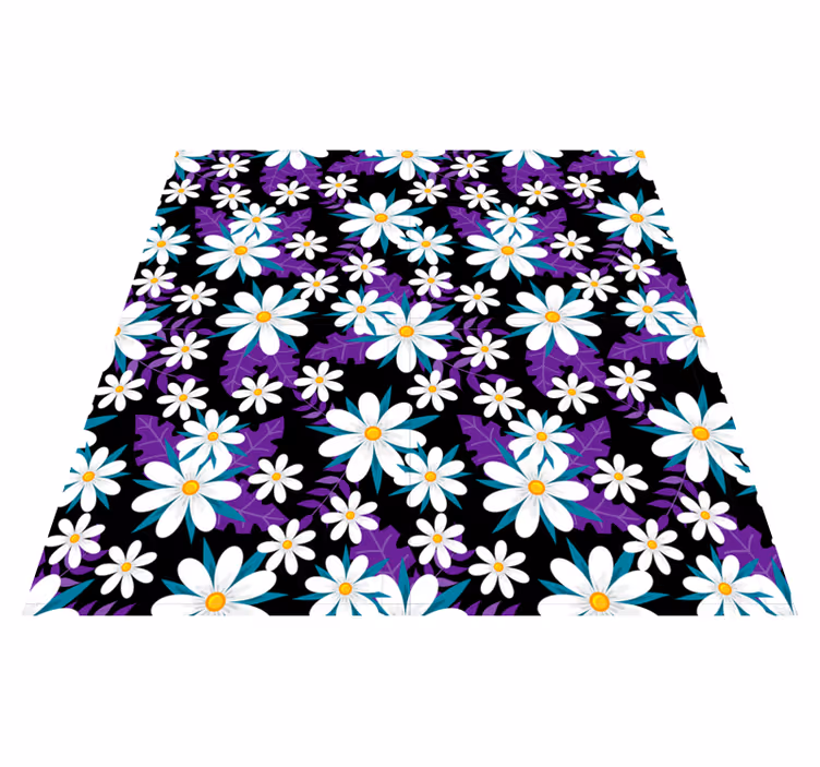 Vinyl teppich blumen auf schwarzem hintergrund - TenStickers