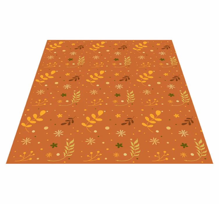 Vinyl teppich blumen in orangefarbenem blätterdesign - TenStickers