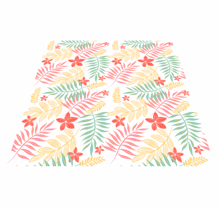 Vinyl teppich blumen im neonblätter design - TenStickers