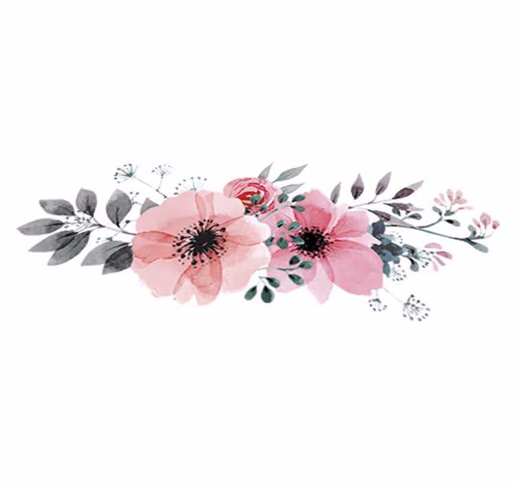 Vinyl teppich blumen aquarella mohnblumen - TenStickers