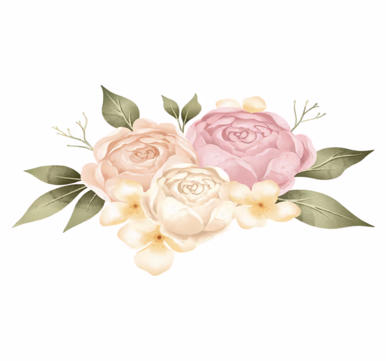 Vinyl teppich blumen aquarell pfingstrose - TenStickers