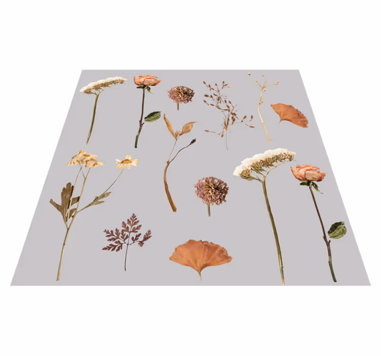 Vinyl teppich blumen mit getrocknetem blättermuster - TenStickers