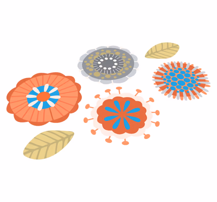 Vinyl teppich blumen in bunten floralen formen - TenStickers