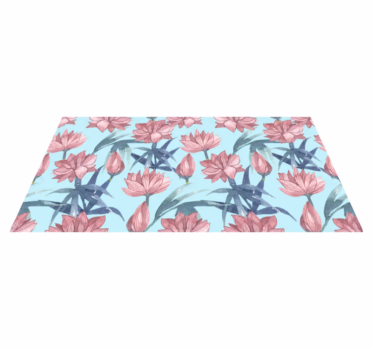 Vinyl teppich blumen in aquarellblau - TenStickers