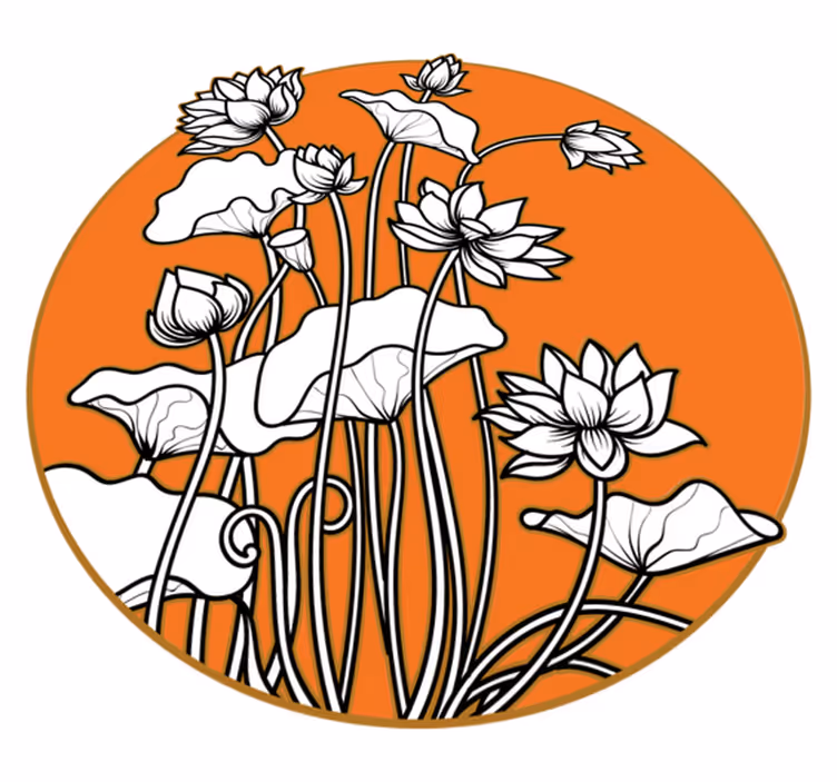 Vinyl teppich blumen mit japanischer lotusillustration - TenStickers
